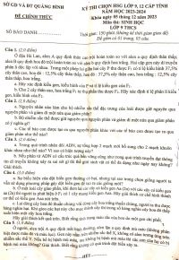 Đề thi chọn HSG môn Sinh học lớp 9, lớp 12 tỉnh Quảng Bình năm 2023