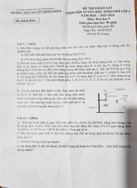 Đề thi khảo sát chọn đội tuyển HSG môn Hóa Học lớp 9 Trường THCS Nguyễn Bỉnh Khiêm năm 2023