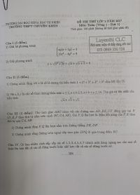 Đề thi thử lớp 9 môn Toán ( vòng 1 - đợt 1 ) Trường THPT CHUYÊN KHTN năm 2017