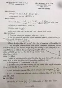 Đề kiểm tra học kì I môn Toán lớp 9 huyện Đan Phượng năm 2020