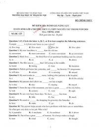 Đề thi và đáp án vào lớp 6 THPT môn Tiếng Anh trường Nguyễn Tất Thành năm 2024-2025