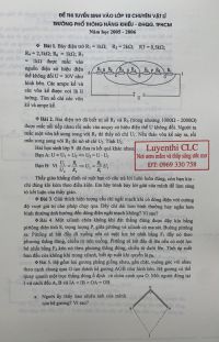 Đề thi tuyển sinh vào lớp 10 Chuyên và đáp án môn Vật Lí Trường phổ thông năng khiếu, Đại học Quốc Gia, TP.HCM năm 2006