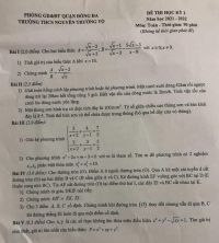 Đề thi học k&igrave; 2 m&ocirc;n To&aacute;n Trường THCS Nguyễn Trường Tộ, quận Đống Đa, H&agrave; Nội năm 2022