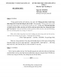 Đề thi chọn HSG lớp 12 v&ograve;ng 1 m&ocirc;n Ngữ Văn ( Bảng A ) tỉnh Long An năm 2013