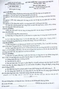 Đề thi chọn HSG môn Hóa Học lớp 9 thị xã Mỹ Hào tỉnh Hưng Yên năm 2023