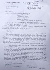 Đề thi tuyển sinh v&agrave;o lớp 10 THPT m&ocirc;n Ngữ Văn H&agrave; Nội 2017