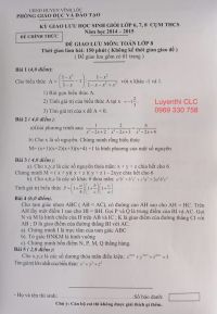 Đề thi giao lưu HSG m&ocirc;n To&aacute;n lớp 8 cụm THCS huyện Vĩnh Lộc tỉnh Thanh H&oacute;a năm 2014