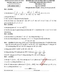 Đề kiểm tra chọn đội tuyển HSG và đáp án môn Toán lớp 9 Trường THCS Cầu Giấy, Hà Nội năm 2023