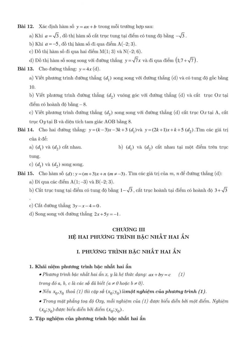 C&aacute;c dạng b&agrave;i tập về hệ hai phương tr&igrave;nh bậc nhất hai ẩn