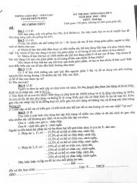 Đề thi chọ HSG môn Sinh học lớp 9 tại Pleiku năm 2016