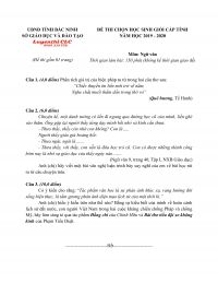 Đề thi chọn HSG m&ocirc;n Ngữ Văn lớp 9 tỉnh Bắc Ninh năm 2019