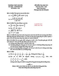 Đề kiểm tra học k&igrave; I m&ocirc;n To&aacute;n lớp 7 Trường THPT CHUY&Ecirc;N Amsterdam năm 2015